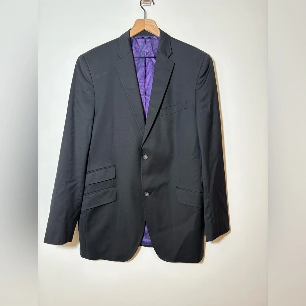 Ted Baker Sport Coat Mens 42 Black Purple Endurance Wool Liner Jacket Blazer